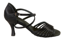 Load image into Gallery viewer, Verona Ladies Latin Dance Shoes Satin Black - Anita Flavina