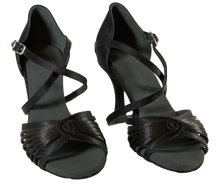 Load image into Gallery viewer, Verona Ladies Latin Dance Shoes Satin Black - Anita Flavina