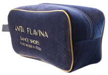 Carica l'immagine nel visualizzatore di Gallery, Navy blue velour, gold encrusted Dance Shoe Pouch