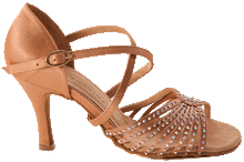 Carica l'immagine nel visualizzatore di Gallery, Side view of Regal Swarovski Dance Shoes with satin uppers and Swarovski detailing.