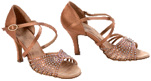 Carica l'immagine nel visualizzatore di Gallery, Open toed and soft soled Satin Regal Dance Shoes with Swarovski embellishment.