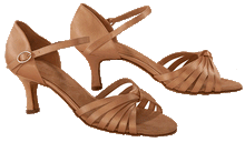 Load image into Gallery viewer, Full view of Kristi Ladies Latin Dance Shoes which includes 6 straps for wide foot support
