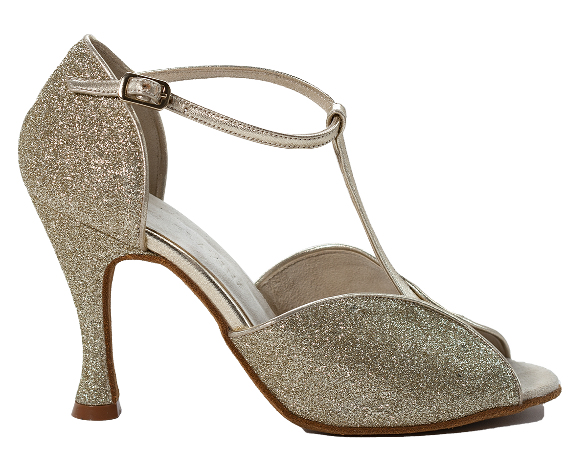 Gold glitter best sale dance shoes