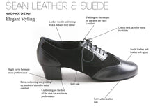 Carica l'immagine nel visualizzatore di Gallery, Detailed diagram of composition of Sean Men's Latin Dance Shoes in leather and suede