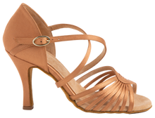 Load image into Gallery viewer, Side profile of nude Energy Ladies Latin Dance Shoes Satin with leather insoles &amp; linings

