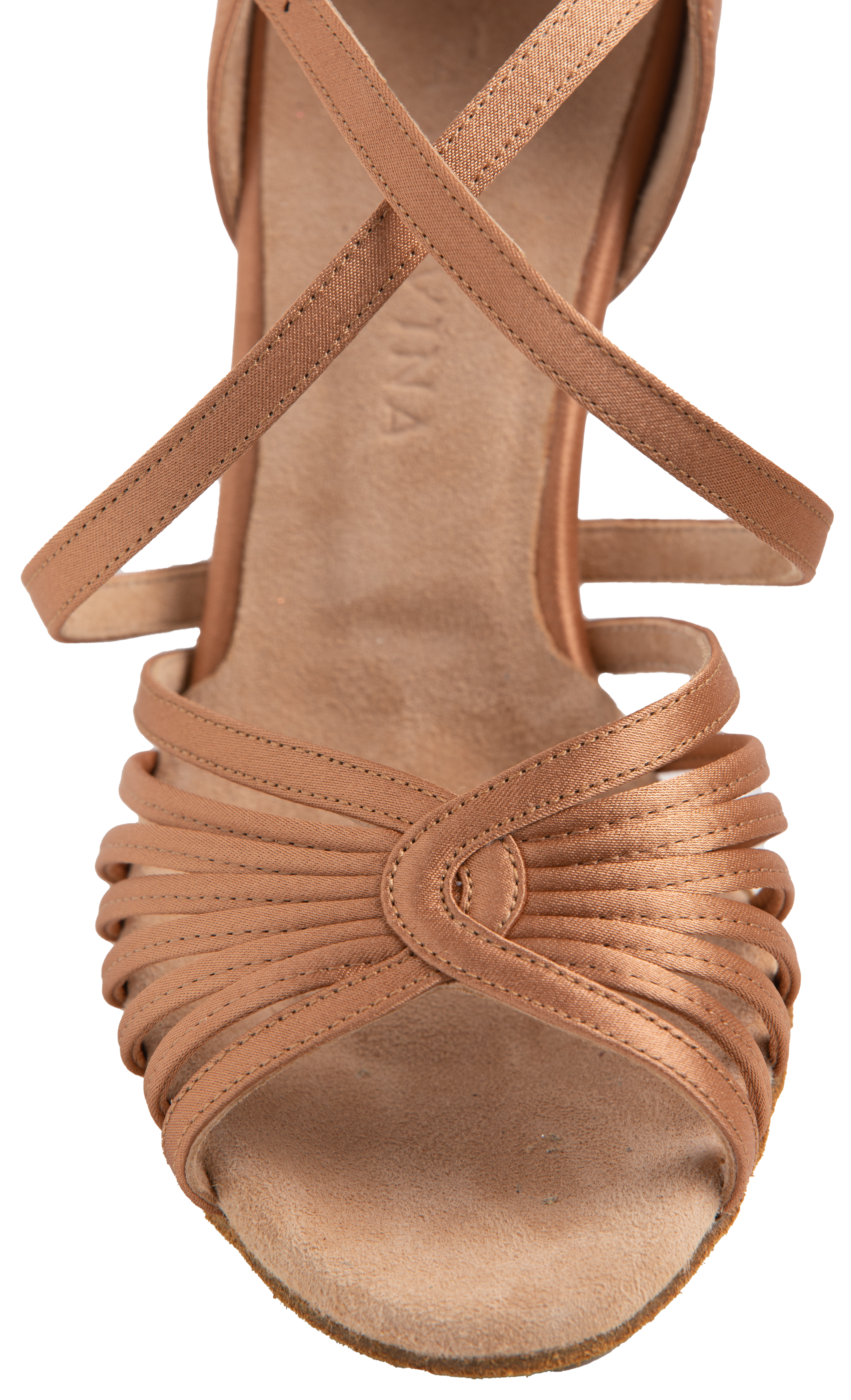 Latin dance shoes (ENERGY SATIN) with nude, satin straps & 'ANITA FLAVINA' insoles