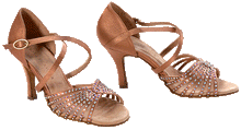 Load image into Gallery viewer, Open toed and soft soled Satin Regal Dance Shoes with Swarovski embellishment. 
