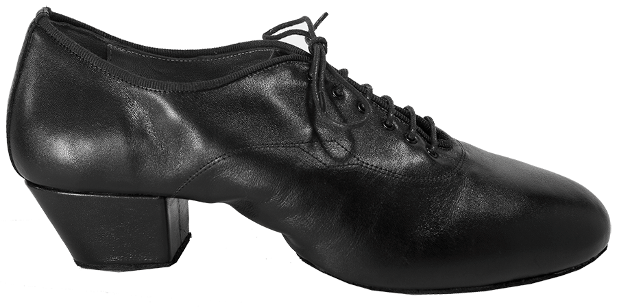 Side view of black leather Gene Men's Dance Shoes 
