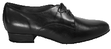 Load image into Gallery viewer, Side view of Joaquin Mens Dance Shoes in black leather with cotton twill laces
