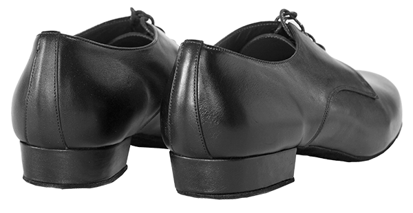Back view of Joaquin Ladies Dance Shoes with black leather and black stitching