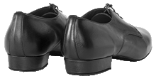 Load image into Gallery viewer, Back view of Joaquin Ladies Dance Shoes with black leather and black stitching
