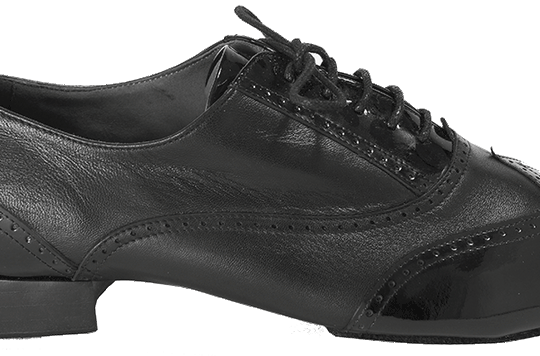 Black Leather and Patent Leather Uppers of Michael Men's Ballroom Dance Shoes 