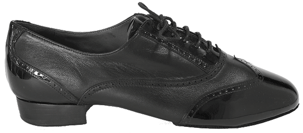 Black Leather and Patent Leather Uppers of Michael Men's Ballroom Dance Shoes 