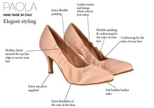 Load image into Gallery viewer, Detailed diagram displaying the composition of Paola Ladies Ballroom Dance Shoes 
