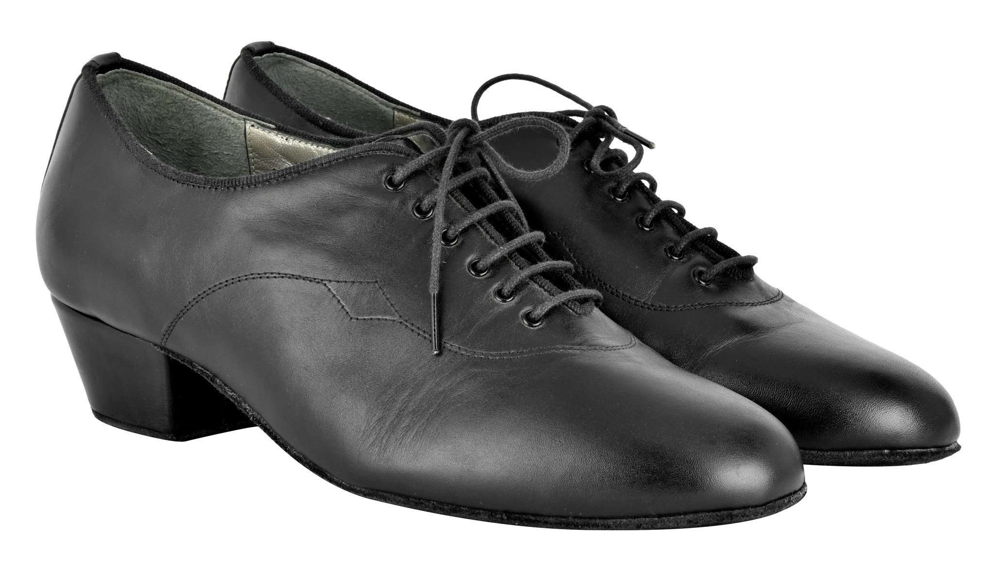 Mens Latin Dance Shoes: GENE in black leather with cotton twill laces