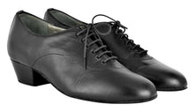 Load image into Gallery viewer, Mens Latin Dance Shoes: GENE in black leather with cotton twill laces
