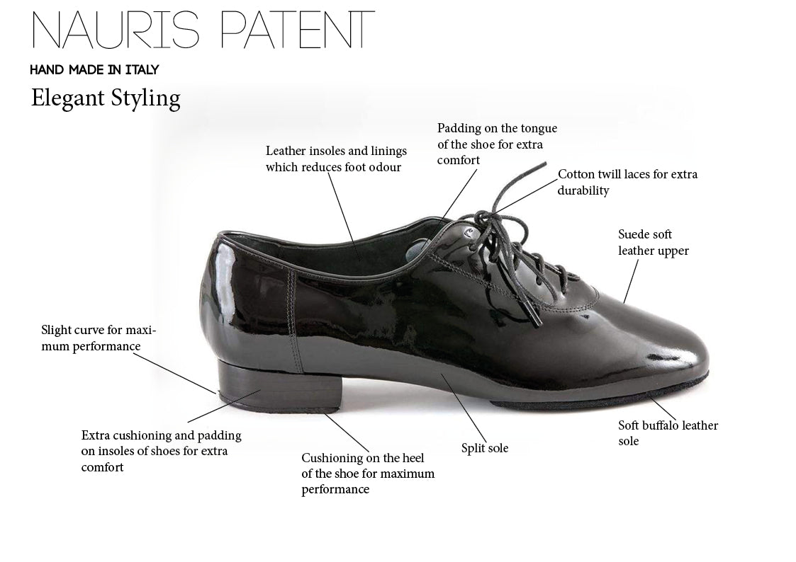 Nauris Patent Men's Ballroom Dance Shoes - Anita Flavina