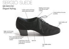 Carica l&#39;immagine nel visualizzatore di Gallery, Detailed diagram of the technical aspects of Sergio Suede Mens Latin Dance Shoes]
